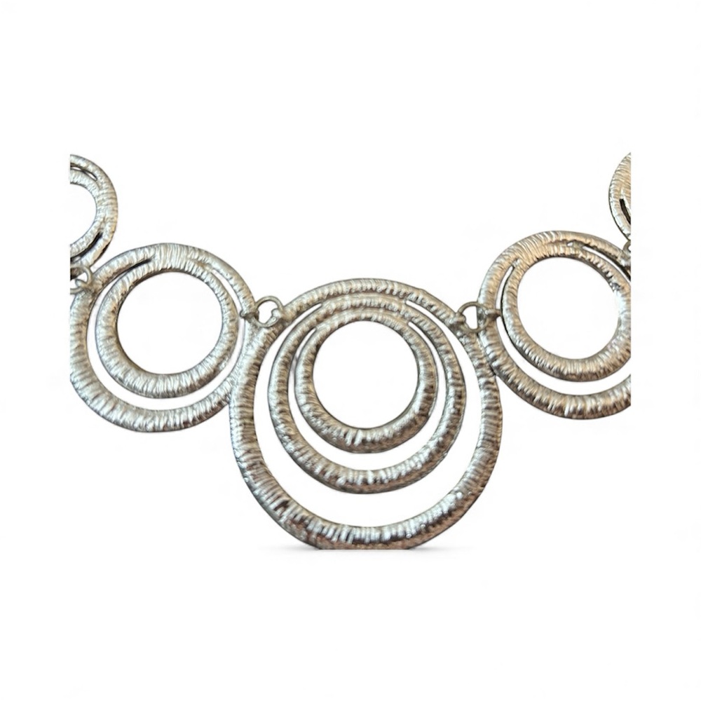 Statement Circle Chain Link Necklace Silver Toned - image 6
